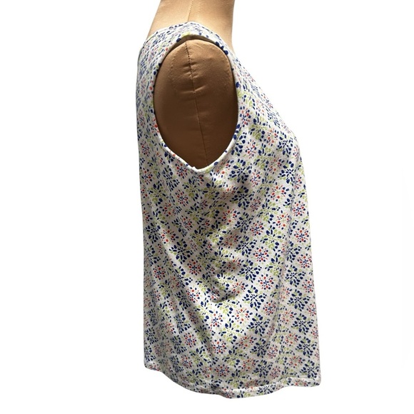 T For Talbots Womens Plus V-Neck/Back Tank Top 0X Multicolor Geometric Pattern - Picture 2 of 8